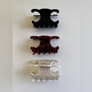 Triomphe Acetate Hair Claw Clip 3” Ivory, Tortoise or Black Choose Color! NEW